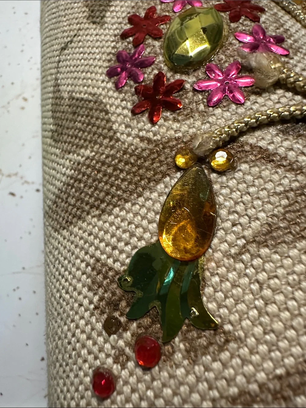 Enid Collin’s like Embellished Floral Jeweled Tote Bag in Cream and Multicolor